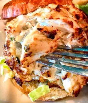 crabcake with fork