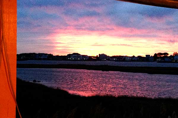 Waterfront Sunset View at Crabcake Factory Bayside